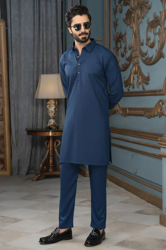 PREMIUM NAVY BLUE UNSTITCHED WASH & WEAR