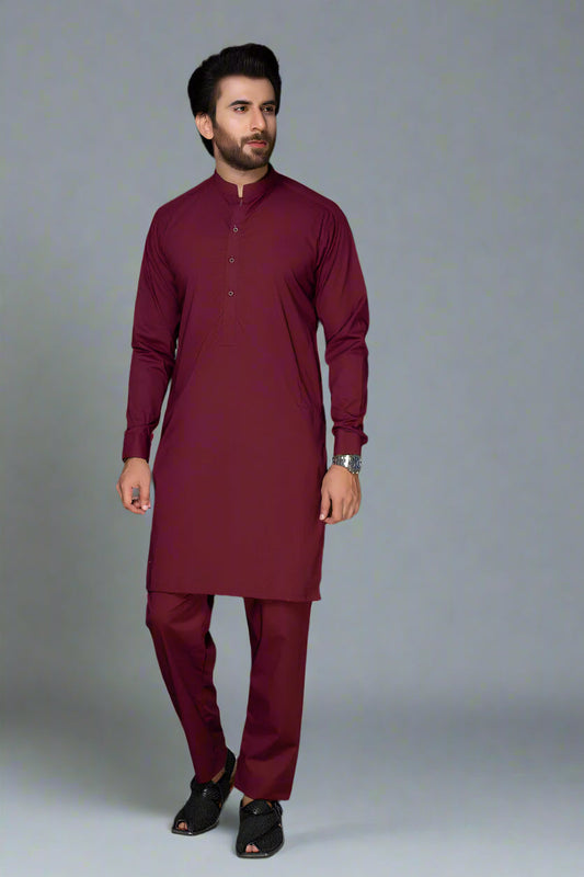 PREMIUM MAROON UNSTITCHED WASH & WEAR